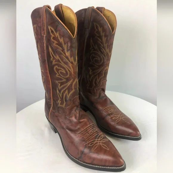 JUSTIN BOOTS BROWN LEATHER WESTERN BOOTS MADE IN MEXICO SIZE 11